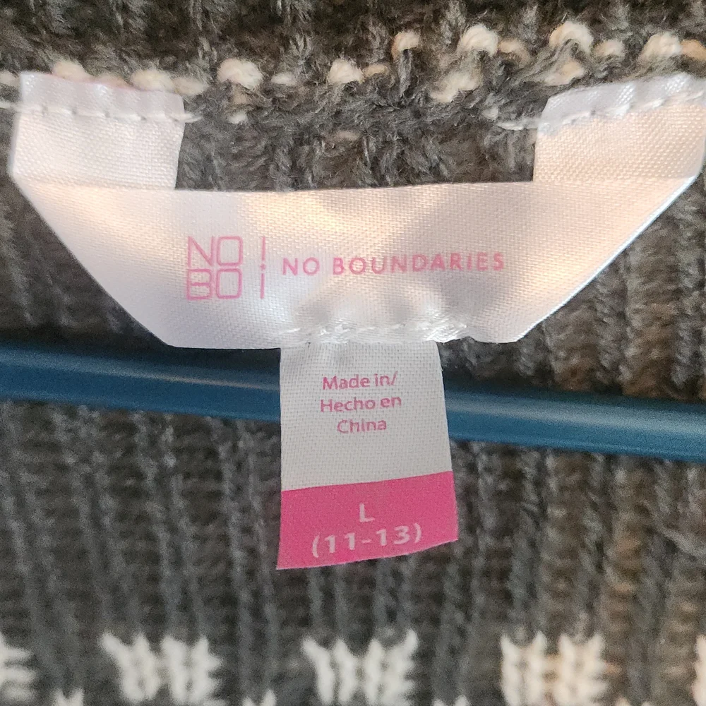 No Boundaries Checkered Cardigan - Dark Green/Gray and Cream - Picture 4 of 5